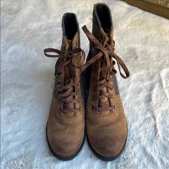 Sorel leather Lexie wedge Brown Lace-Up Ankle Boots